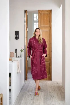 Bademantel Jasmin Jacquard Dunkelrosa