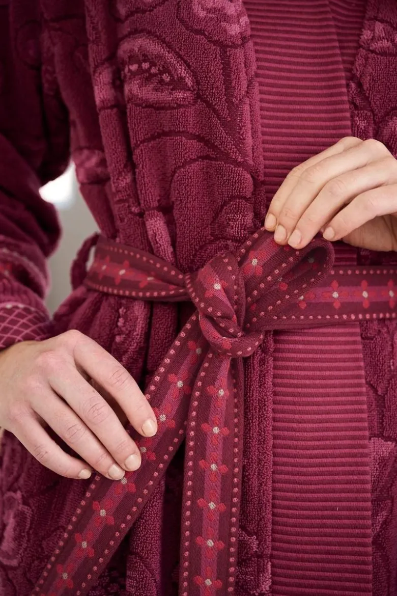 Bademantel Jasmin Jacquard Dunkelrosa