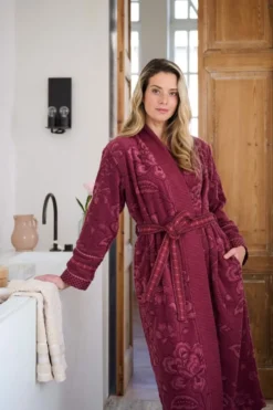 Bademantel Jasmin Jacquard Dunkelrosa