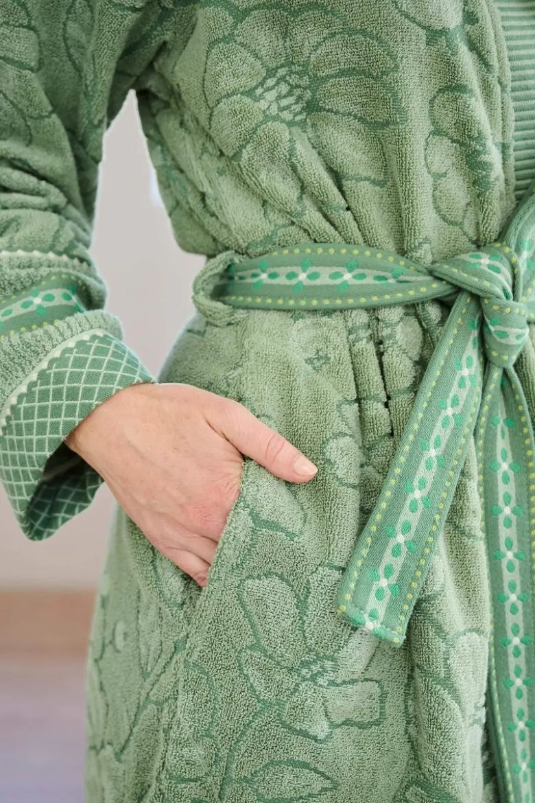 Bademantel Jasmin Jacquard Grün