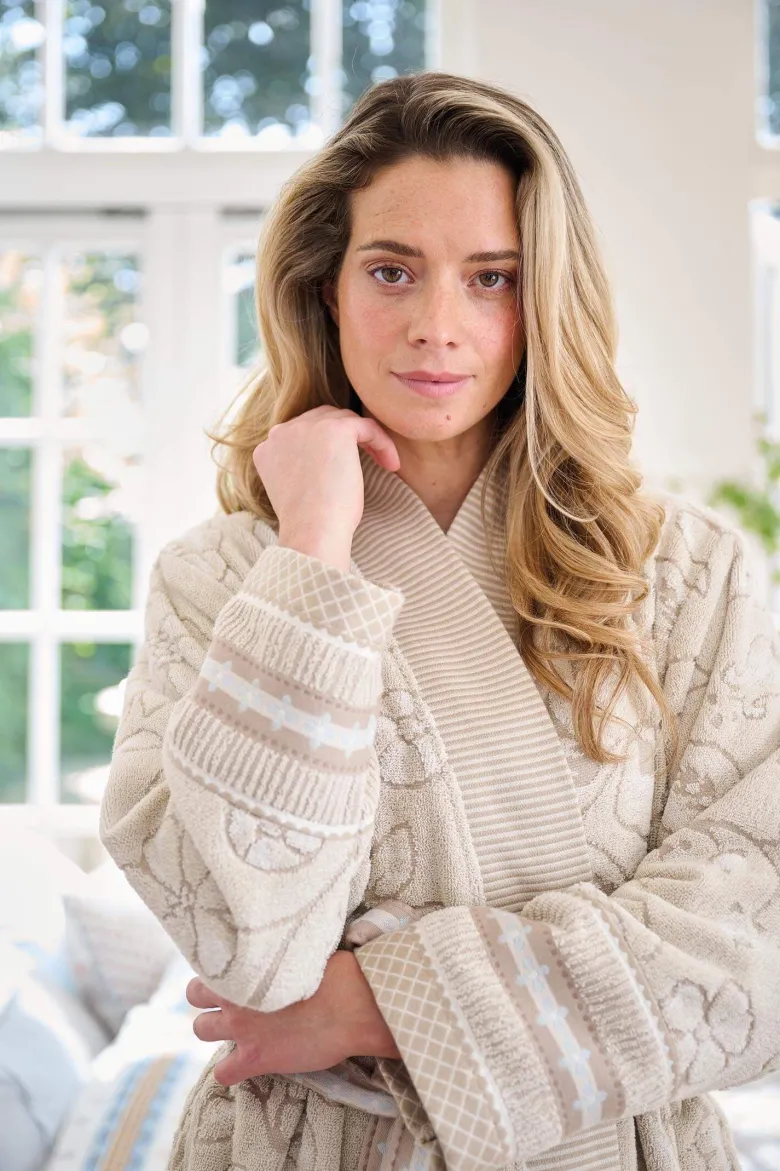 Bademantel Jasmin Jacquard Sand