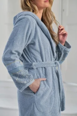 Bademantel Soft Zellige Blau/Grau