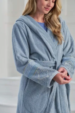 Bademantel Soft Zellige Blau/Grau