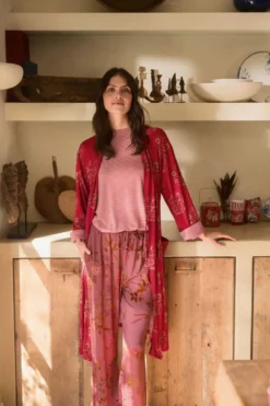 Belin Lange Hose Bodhi Flower Dunkelrosa