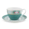 Blushing Birds Cappuccino Tasse & Untertasse blau