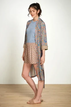 Bob Kurze Hose Jaipur Flower Khaki/Blau
