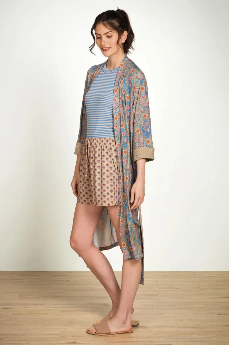 Bob Kurze Hose Jaipur Flower Khaki/Blau
