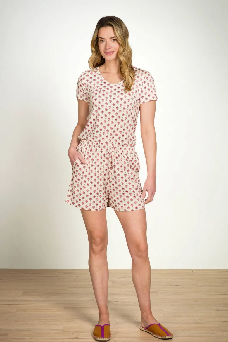 Bob Kurze Hose Jaipur Flower Weiß/Rosa