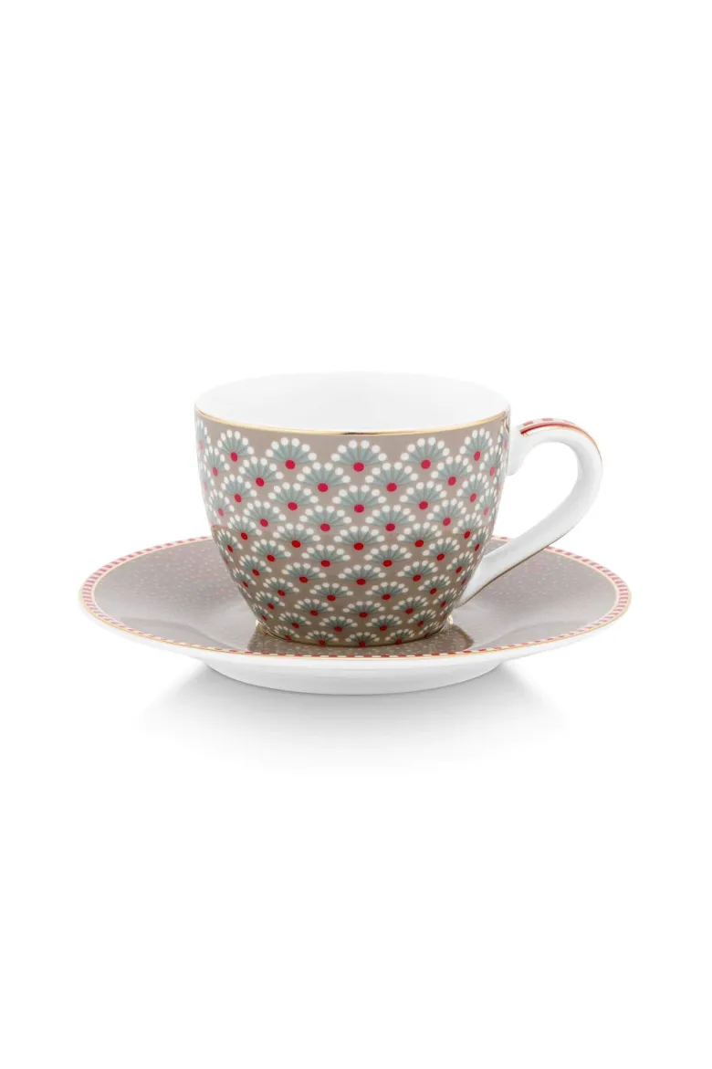Espresso Tasse & Untertasse Blooming Tales Khaki 120ml