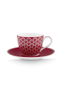 Espresso Tasse & Untertasse Blooming Tales Dunkelrot 120ml