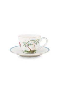Espresso Tasse & Untertasse Jolie Punkte Gold Blau