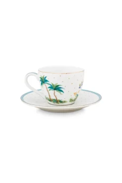Espresso Tasse & Untertasse Jolie Punkte Gold Blau
