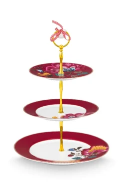 Etagere 3 Ebenen Blooming Tales Fantasy Dunkelrot