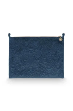Flaches Necessaire Gross Samt Quiltey Days Blau