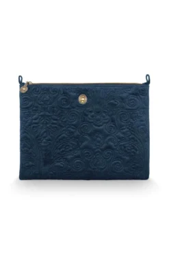 Flaches Necessaire Gross Samt Quiltey Days Blau