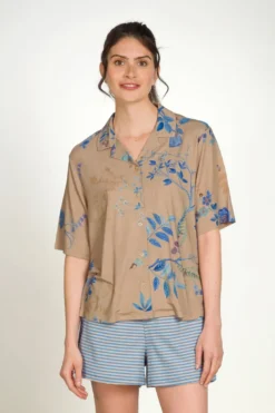 Flora Top Kurze Ärmeln Marigold Blau