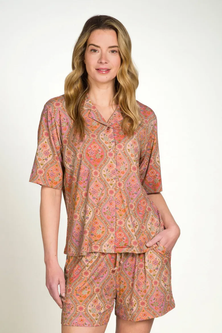 Flora Top Kurze Ärmeln Ornamento Orange