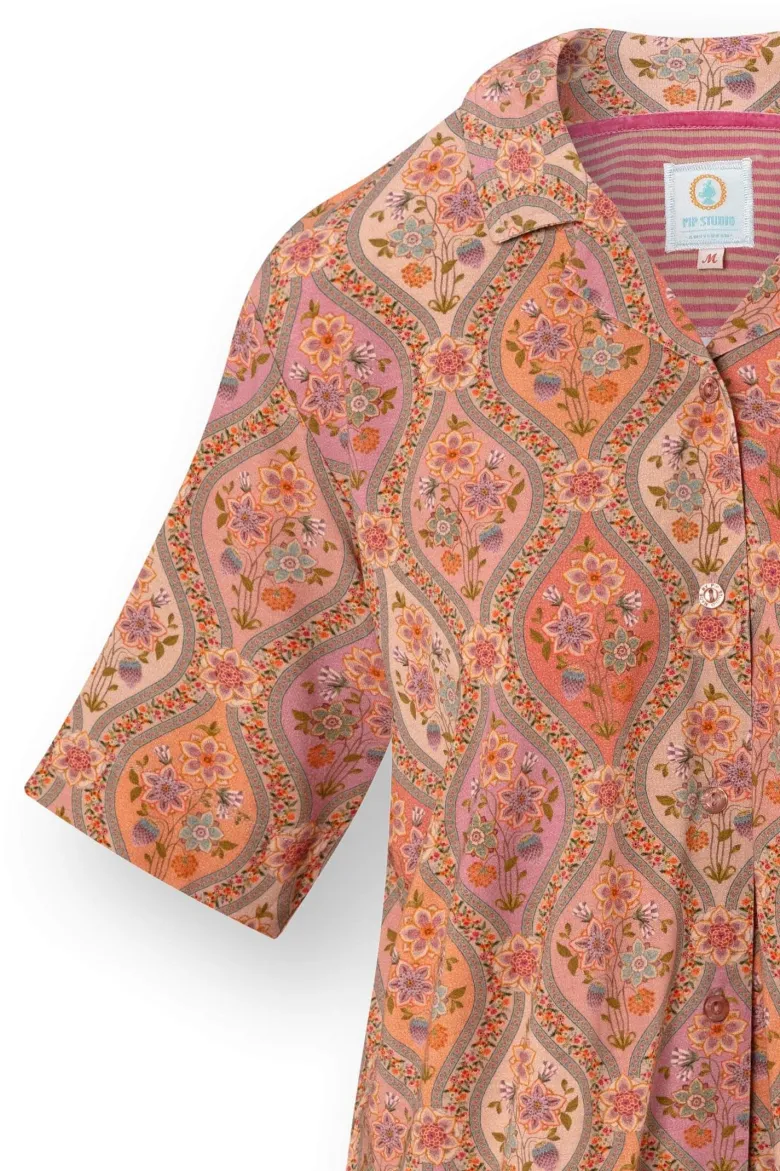 Flora Top Kurze Ärmeln Ornamento Orange