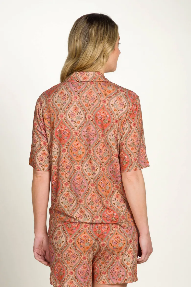 Flora Top Kurze Ärmeln Ornamento Orange