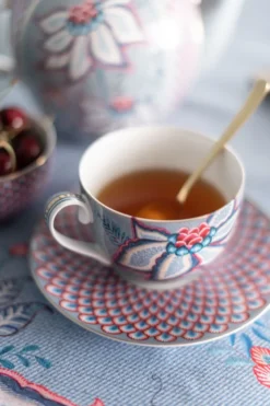 Flower Festival Cappuccino Tasse & Undertasse Hellblau