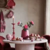 Flower Festival Set/2 Cappuccino Tasse & Undertasse Dunkelrosa