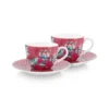 Flower Festival Set/2 Espresso Tasse & Undertasse Dunkelrosa