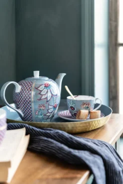 Flower Festival Set/2 Espresso Tasse & Undertasse Hellblau