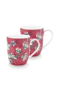 Flower Festival Set/2 Tassen Klein Dunkelrosa