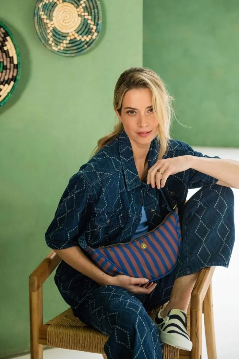 Freya Schultertasche Streifen Blau
