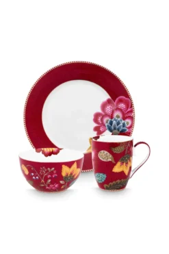 Frühstücksset Blooming Tales Fantasy Dunkelrot
