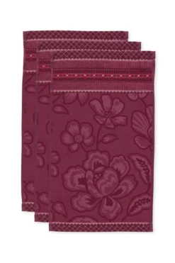 Gästehandtuch Set/3 Jasmin Jacquard Dunkelrosa 30x50cm