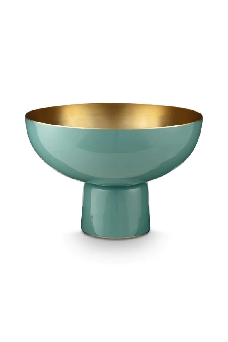 Hohe Schale Metall Hellblau 20cm