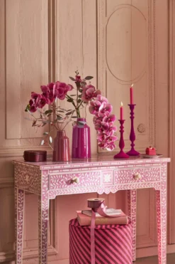Kerzenhalter Samt Rosa 27cm
