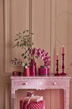 Kerzenhalter Samt Rosa 27cm