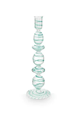 Kerzenständer Glas Strudel Hellblau 28cm