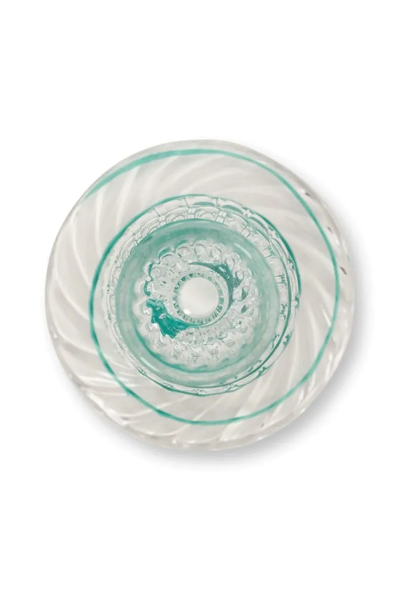 Kerzenständer Glas Strudel Hellblau 22cm