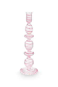 Kerzenständer Glas Strudel Rosa 28cm