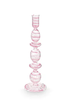 Kerzenständer Glas Strudel Rosa 28cm