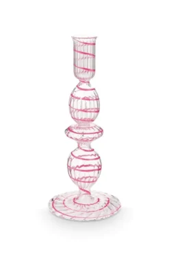 Kerzenständer Glas Strudel Rosa 20cm