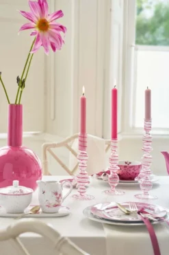 Kerzenständer Glas Strudel Rosa 20cm