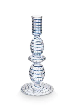 Kerzenständer Glas Swirl Dunkelblau 20cm