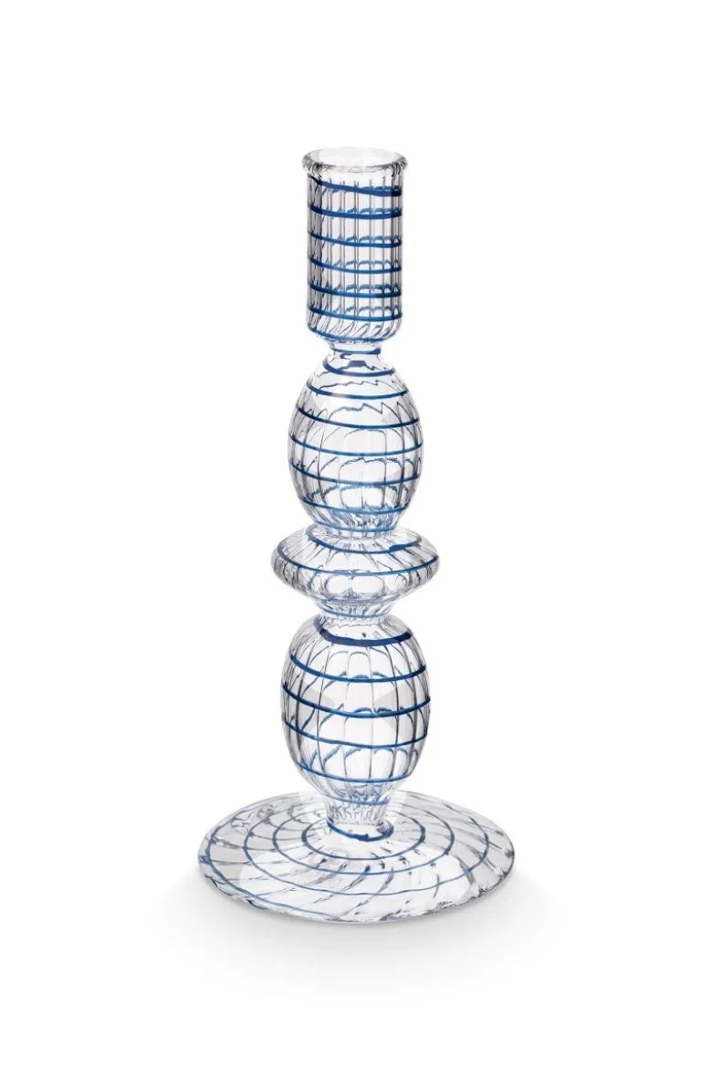Kerzenständer Glas Swirl Dunkelblau 20cm