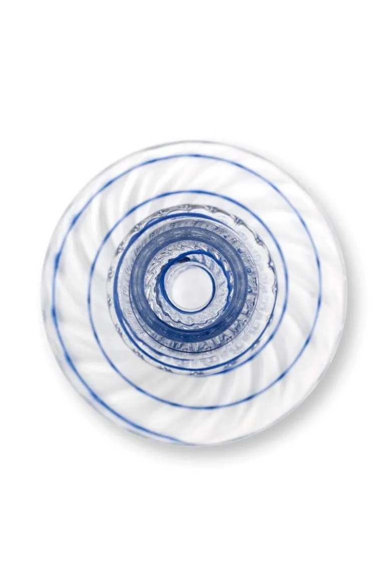 Kerzenständer Glas Swirl Dunkelblau 20cm