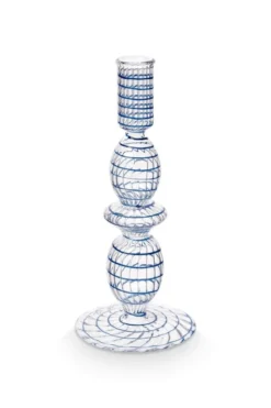 Kerzenständer Glas Swirl Dunkelblau 20cm