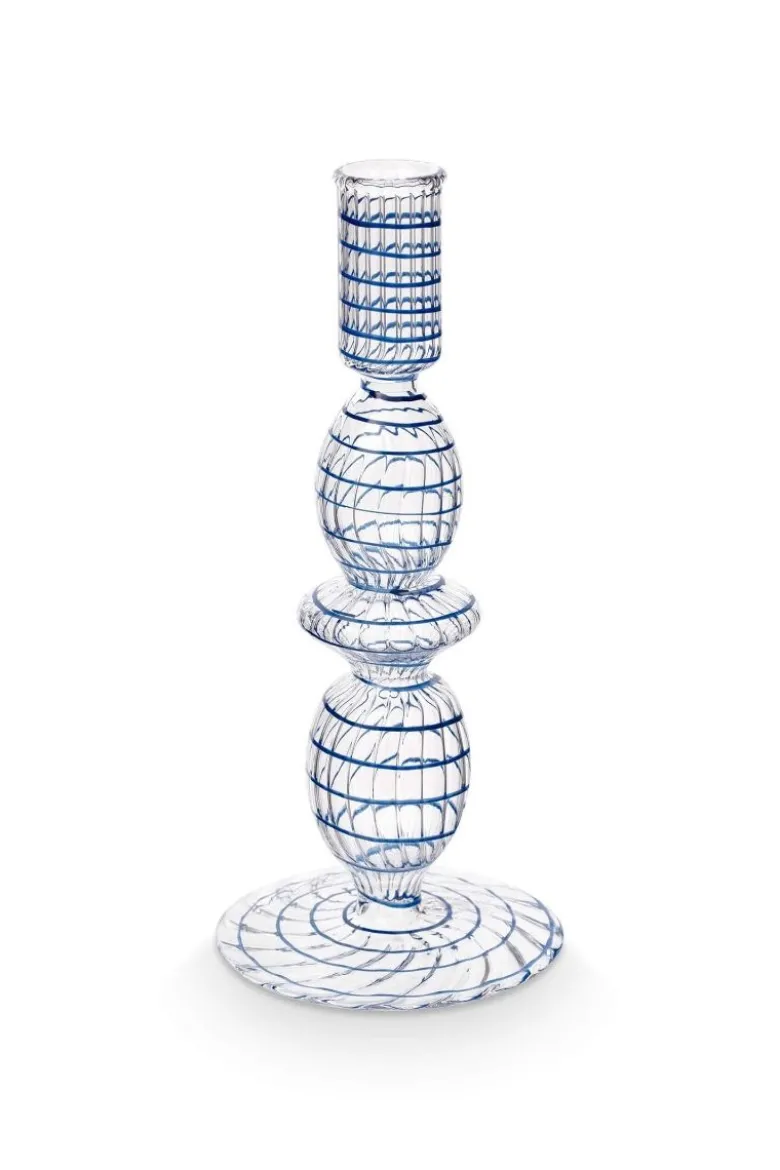 Kerzenständer Glas Swirl Dunkelblau 20cm