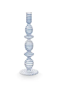 Kerzenständer Glas Swirl Dunkelblau 28cm