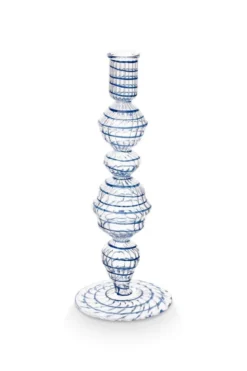 Kerzenständer Glas Swirl Dunkelblau 22cm