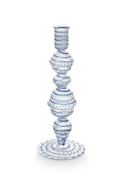Kerzenständer Glas Swirl Dunkelblau 22cm