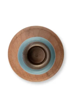 Kerzenständer Holz Natürlich-Blau