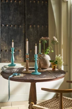 Kerzenständer Holz Natürlich-Blau